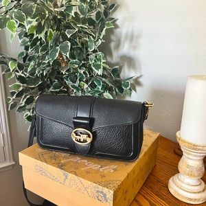 Coach Georgie Black Leather Crossbody Purse Gold